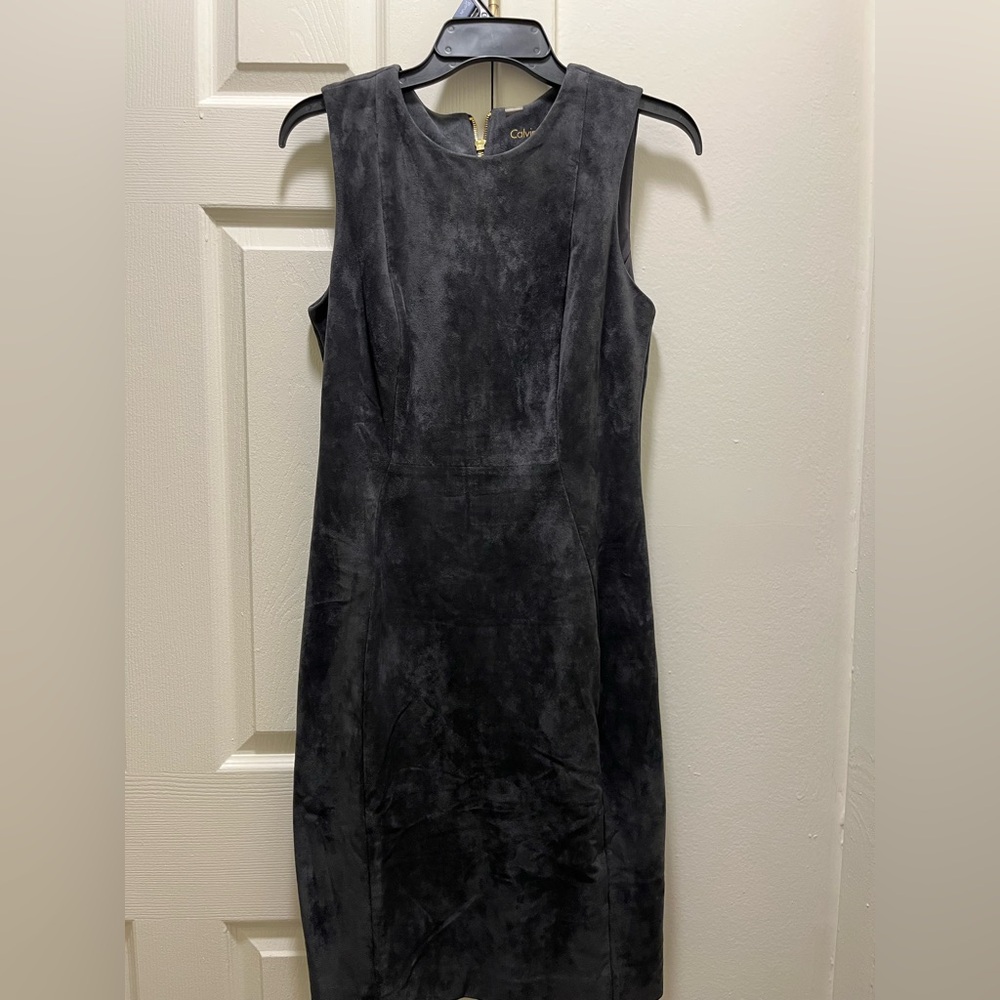 Calvin Klein Black Suede Midi Dress